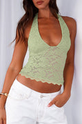 Sage Lace Halter Top