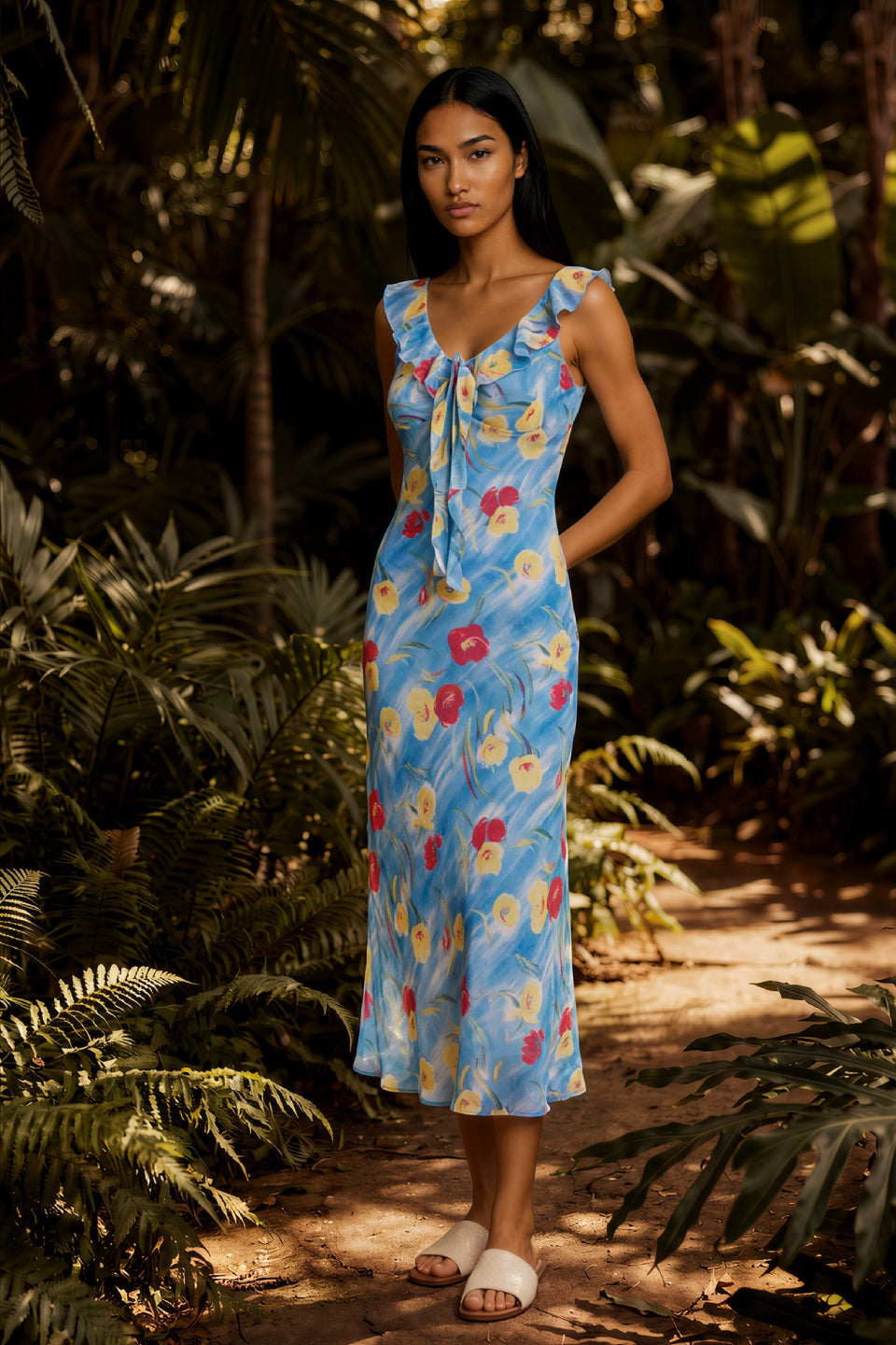 Poppy Skies Midi Dress