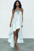 Ice Blue Fringe Maxi Dress