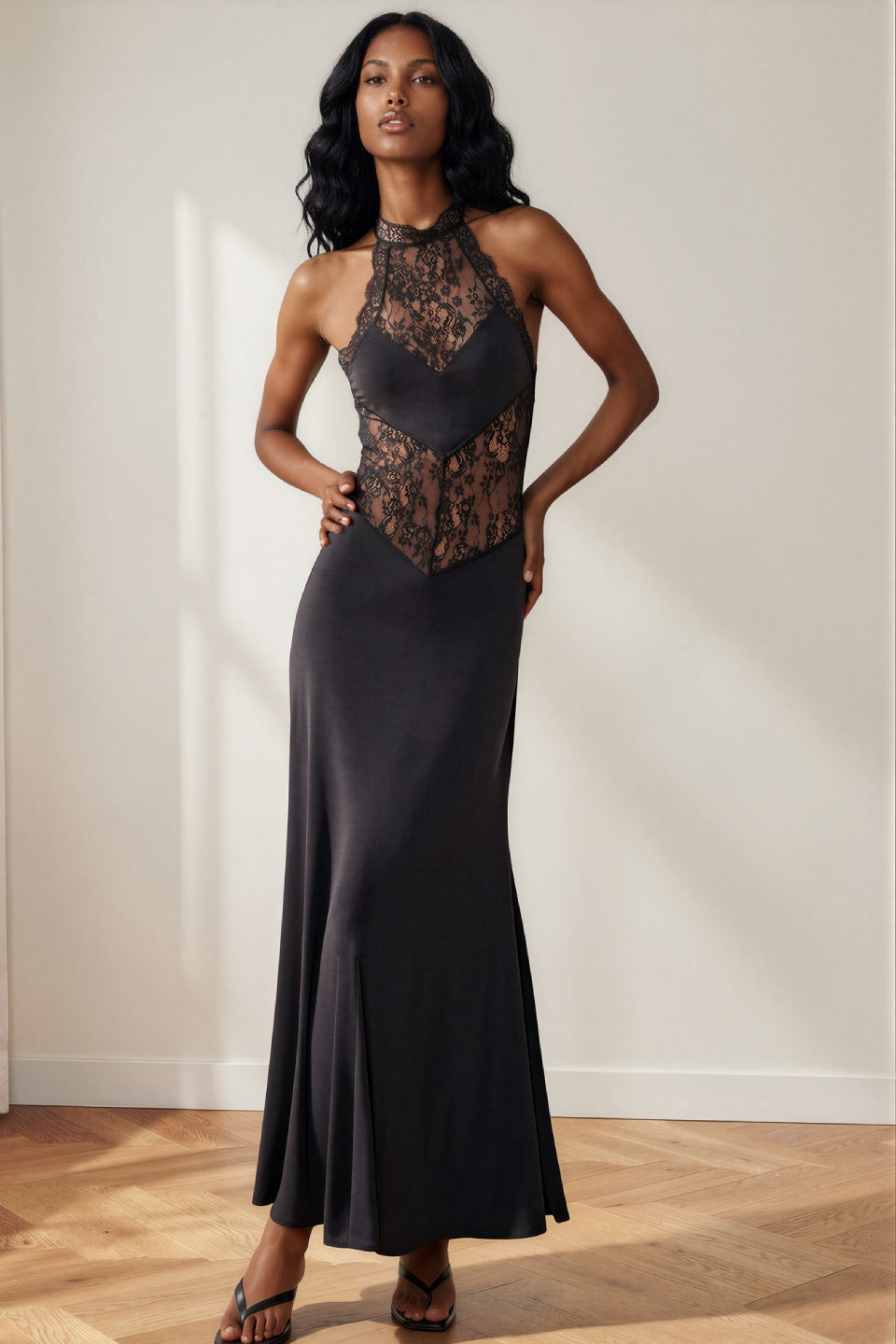 Midnight Lace Mermaid Maxi Dress