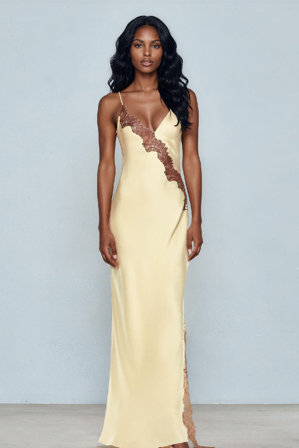 Ivory Noir Satin Gown