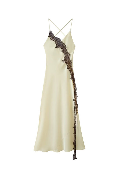 Ivory Noir Satin Gown