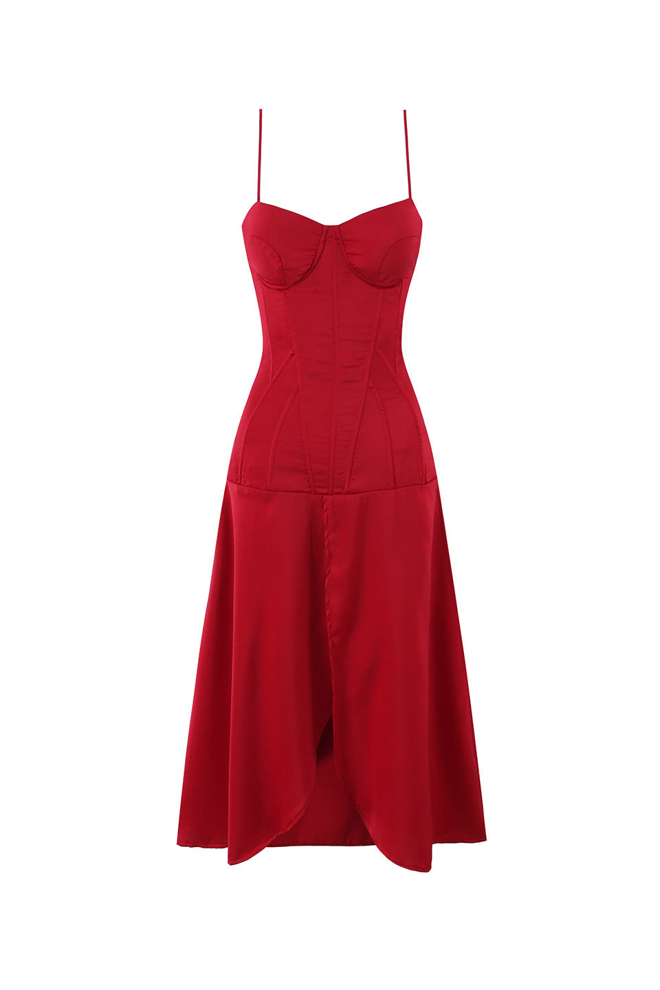 Scarlet Satin Muse Midi Dress