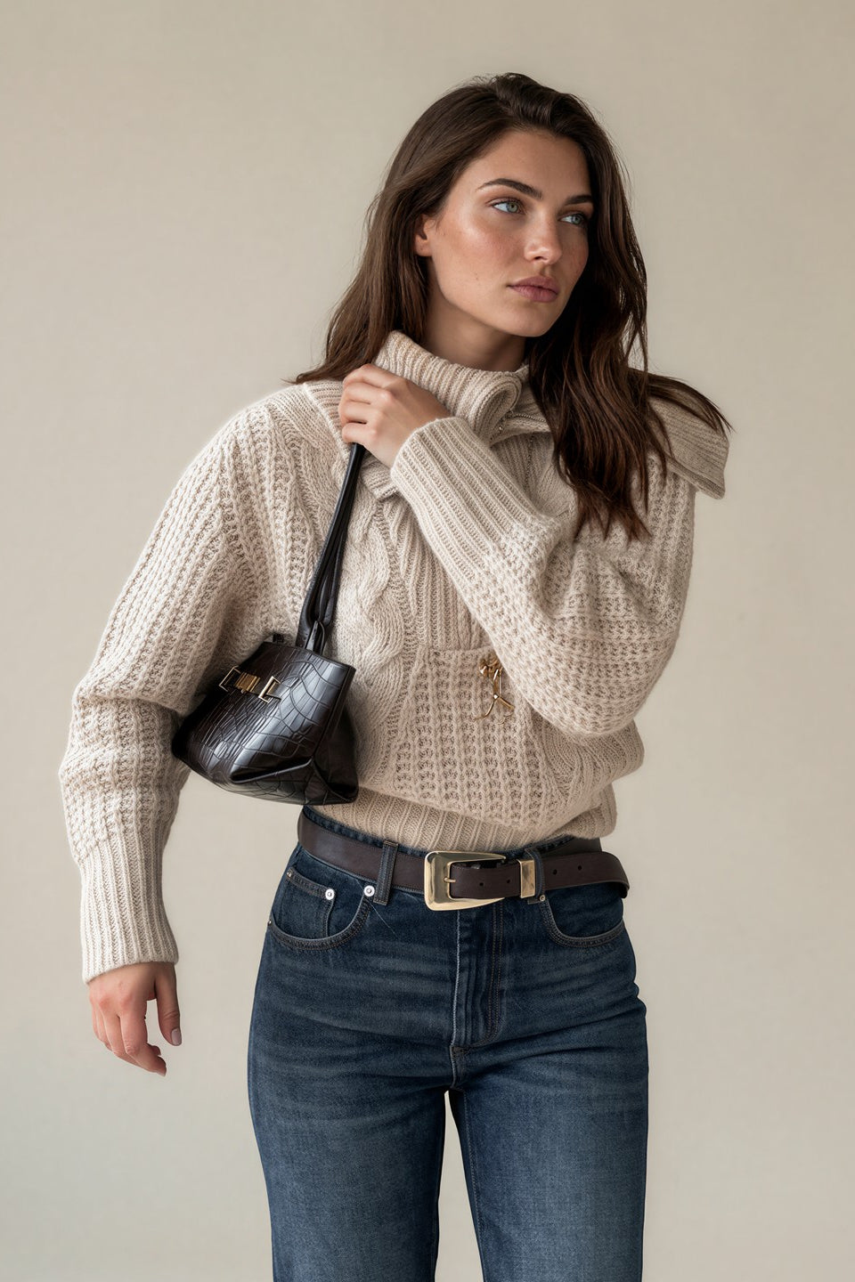 Oat Cozy Half Zip Sweater