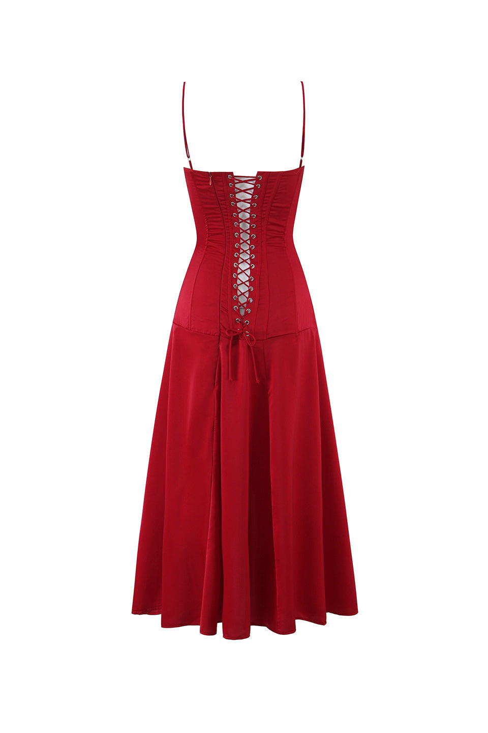 Red Satin Corset Midi Slip Dress – ShimmerMolly