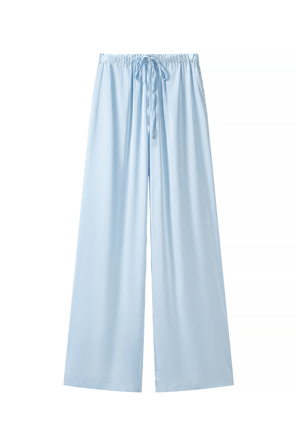 Blue Satin Palazzo Pants