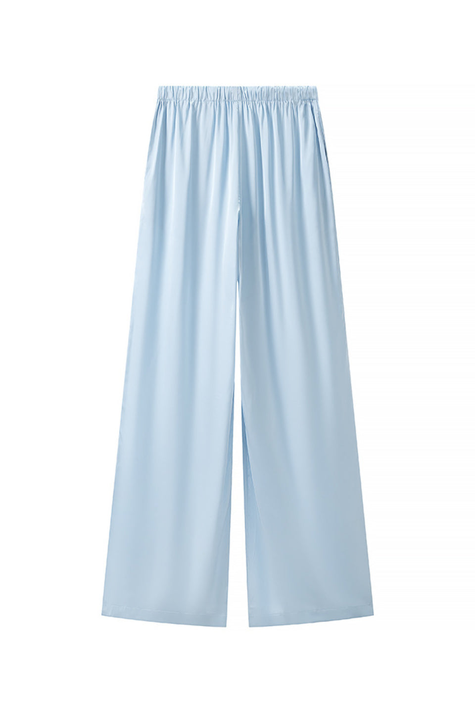 Blue Satin Palazzo Pants