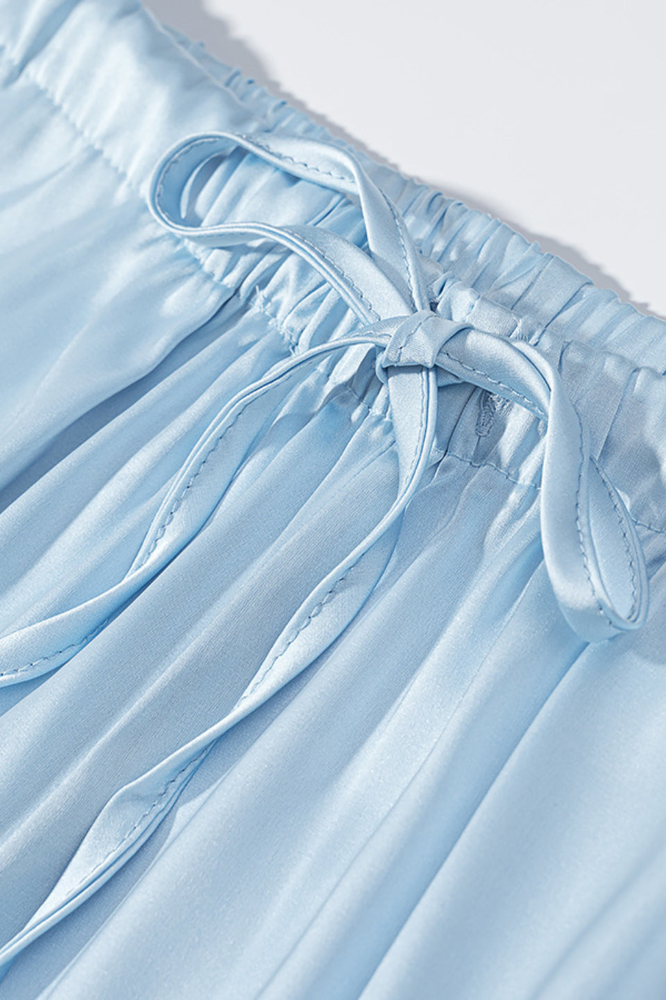 Blue Satin Palazzo Pants