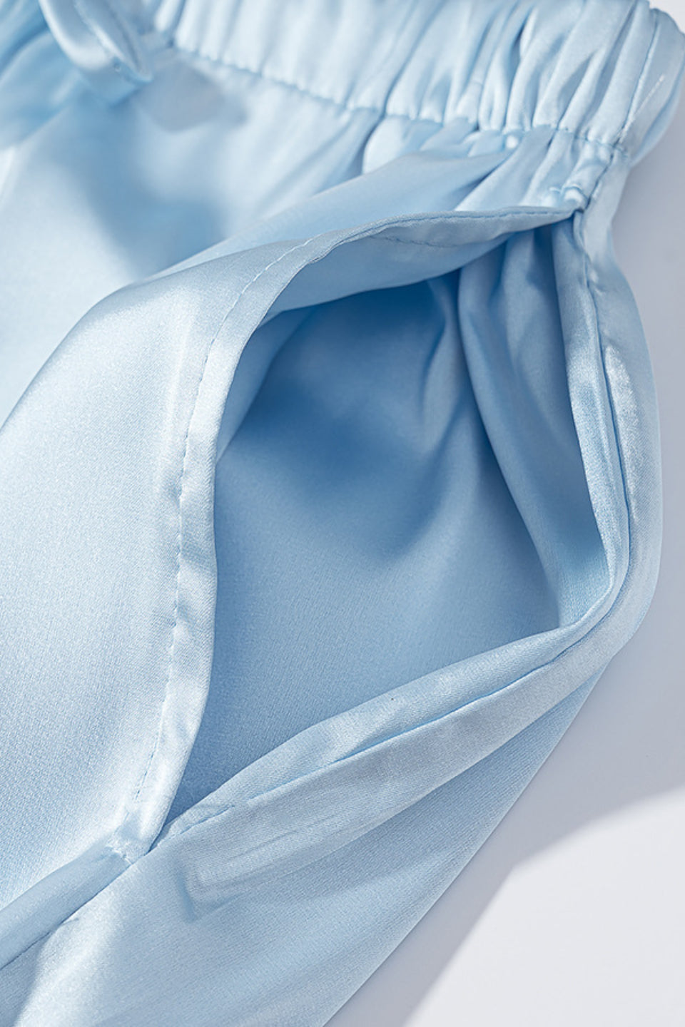 Blue Satin Palazzo Pants