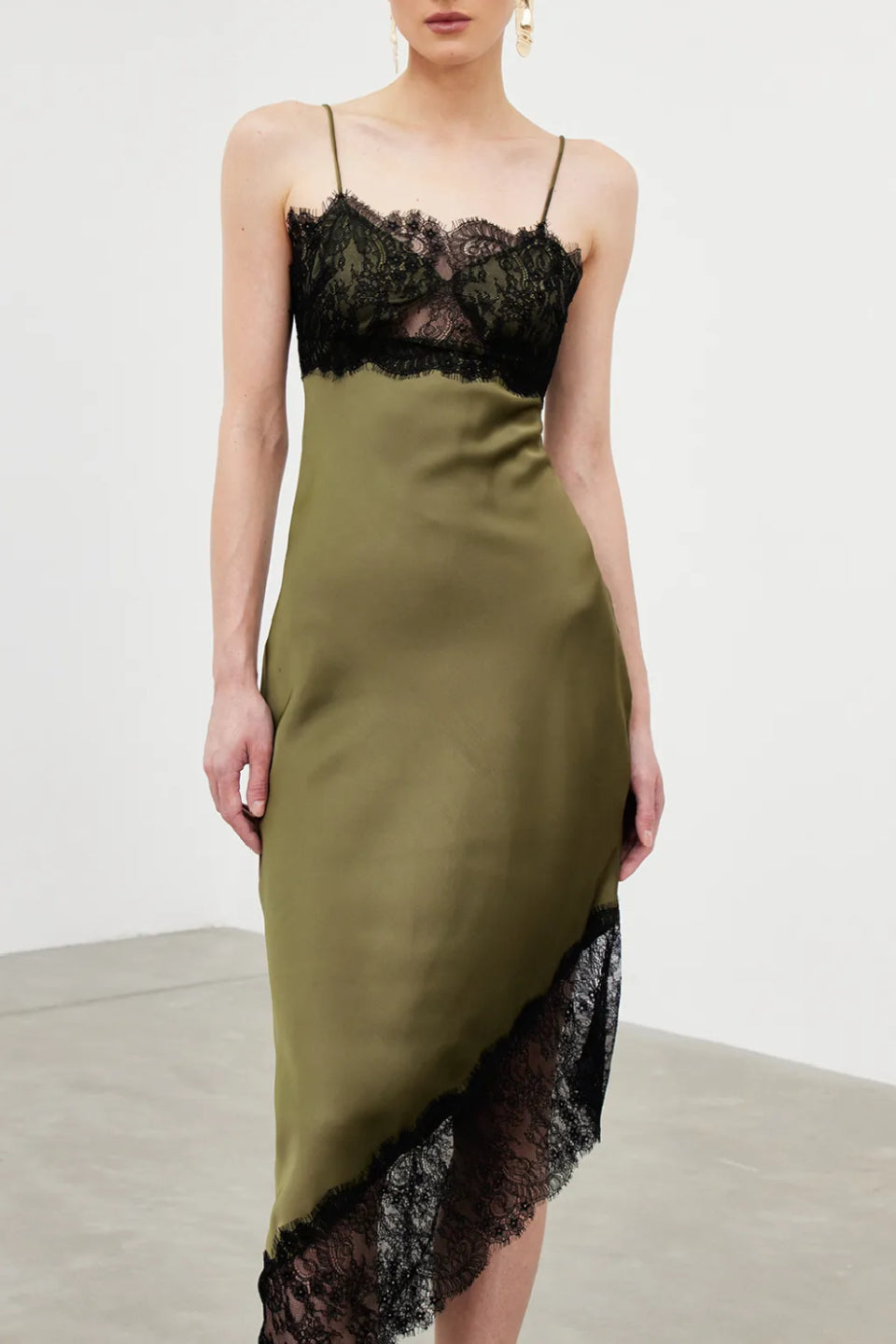 Olive Noir Satin Dress