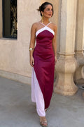 Rose Burgundy Satin Gown