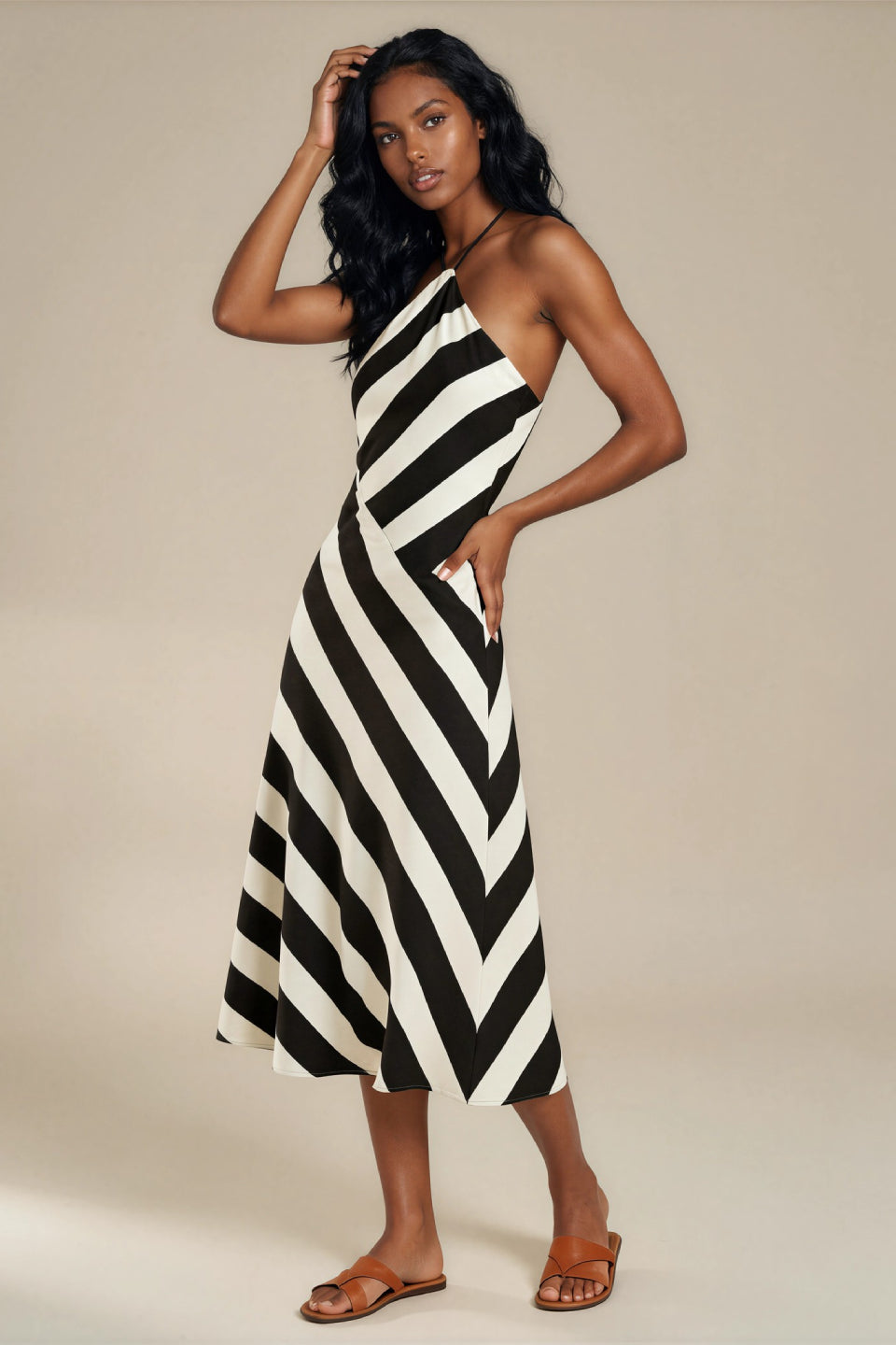 Noir Stripe Midi Dress