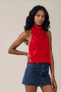 Rouge Satin Cowl Top