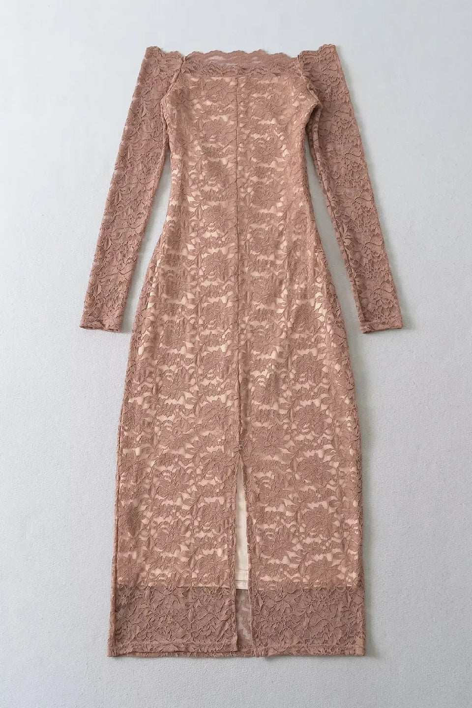 Mauve Lace Midi Dress