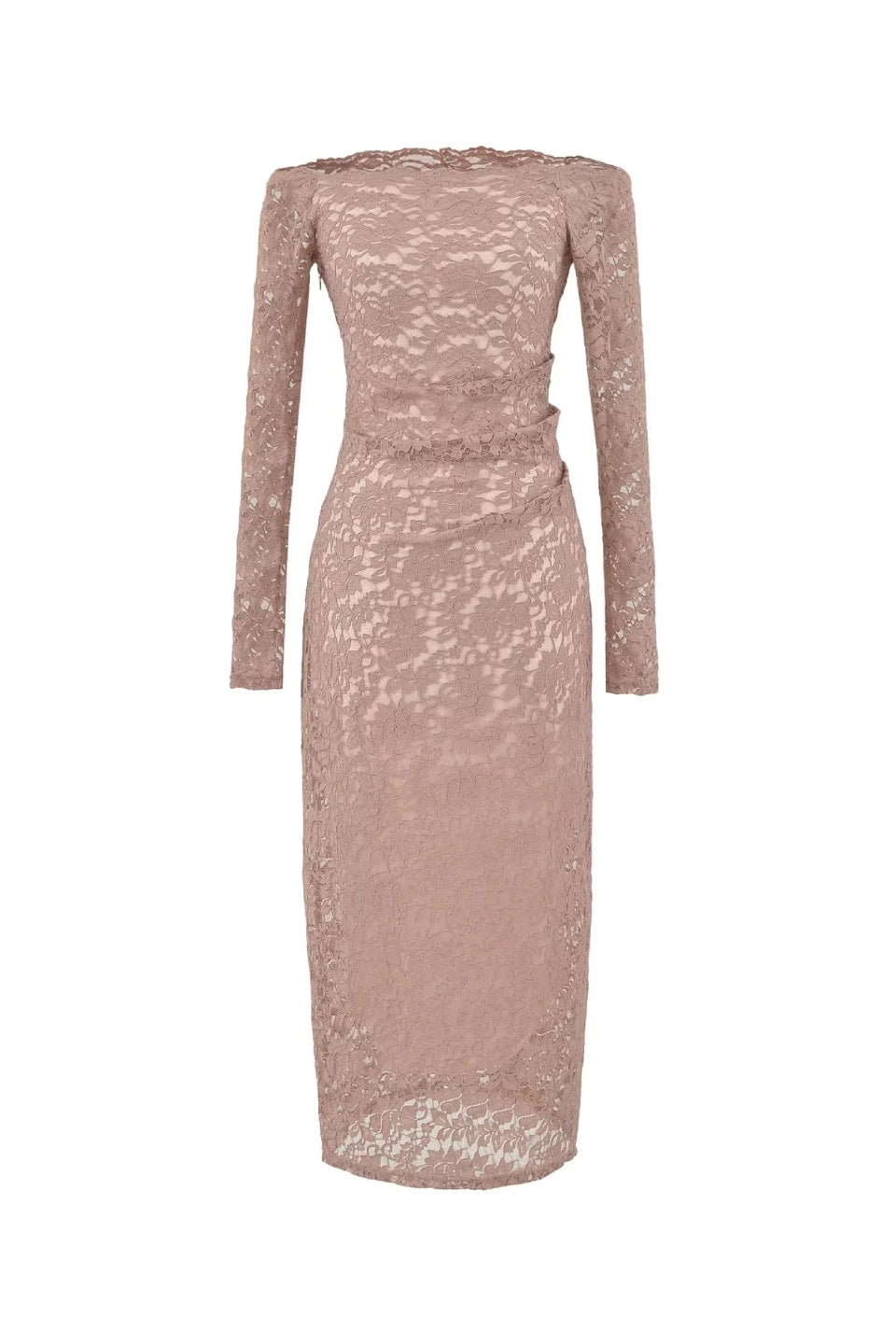 Mauve Lace Midi Dress