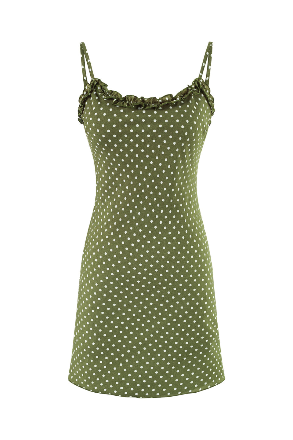 Olive Dot Slip Mini Dress