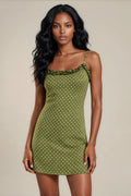 Olive Dot Slip Mini Dress