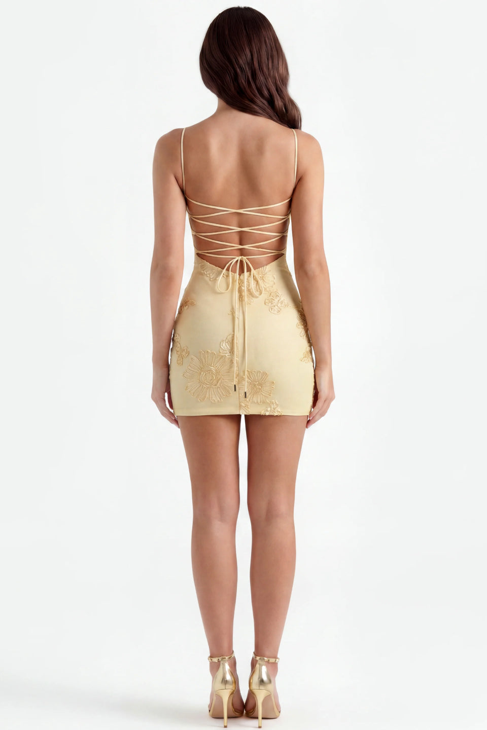 Cream Floral Corset Tie Mini Dress