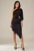 Noir Drape Midi Dress
