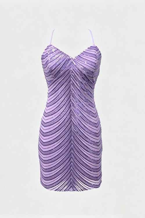 Amethyst Prism Sequin Mini Dress