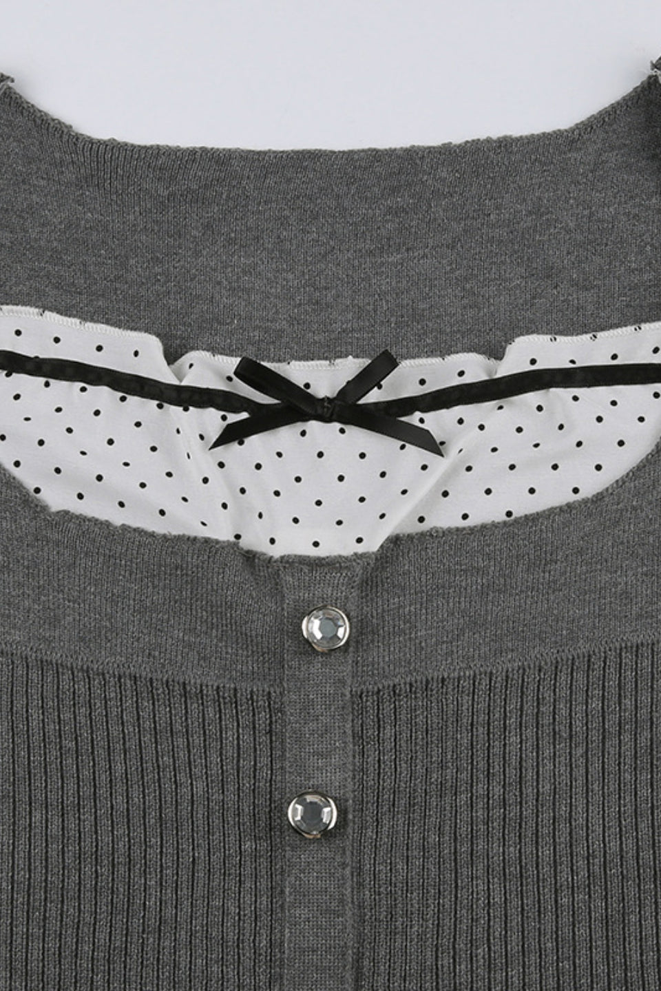 Charcoal Bow Knit Top