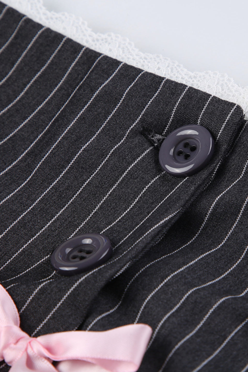 Ribbon Pinstripe Mini Skirt