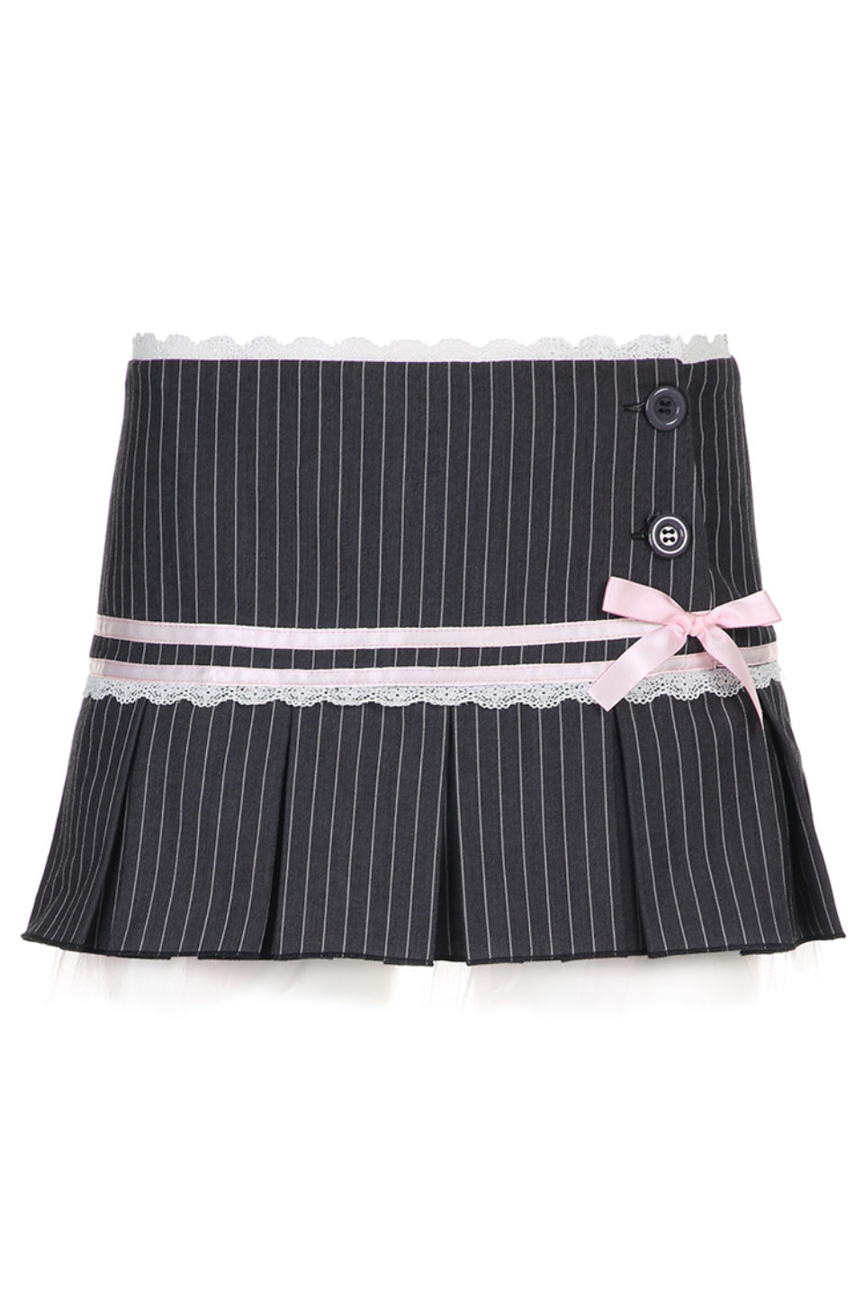 Ribbon Pinstripe Mini Skirt