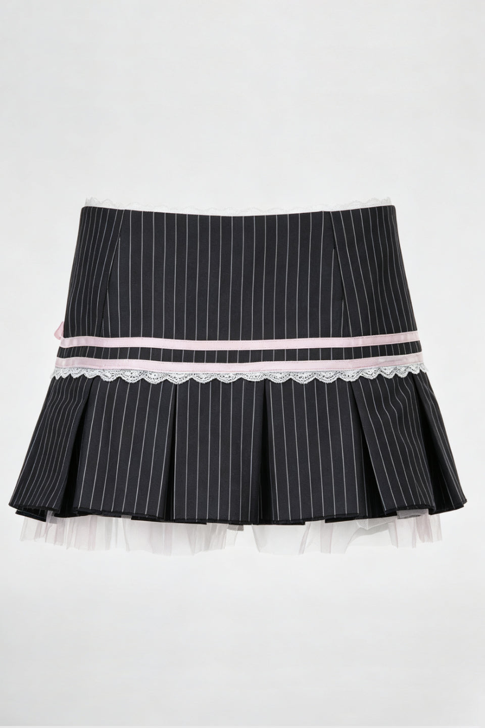 Ribbon Pinstripe Mini Skirt