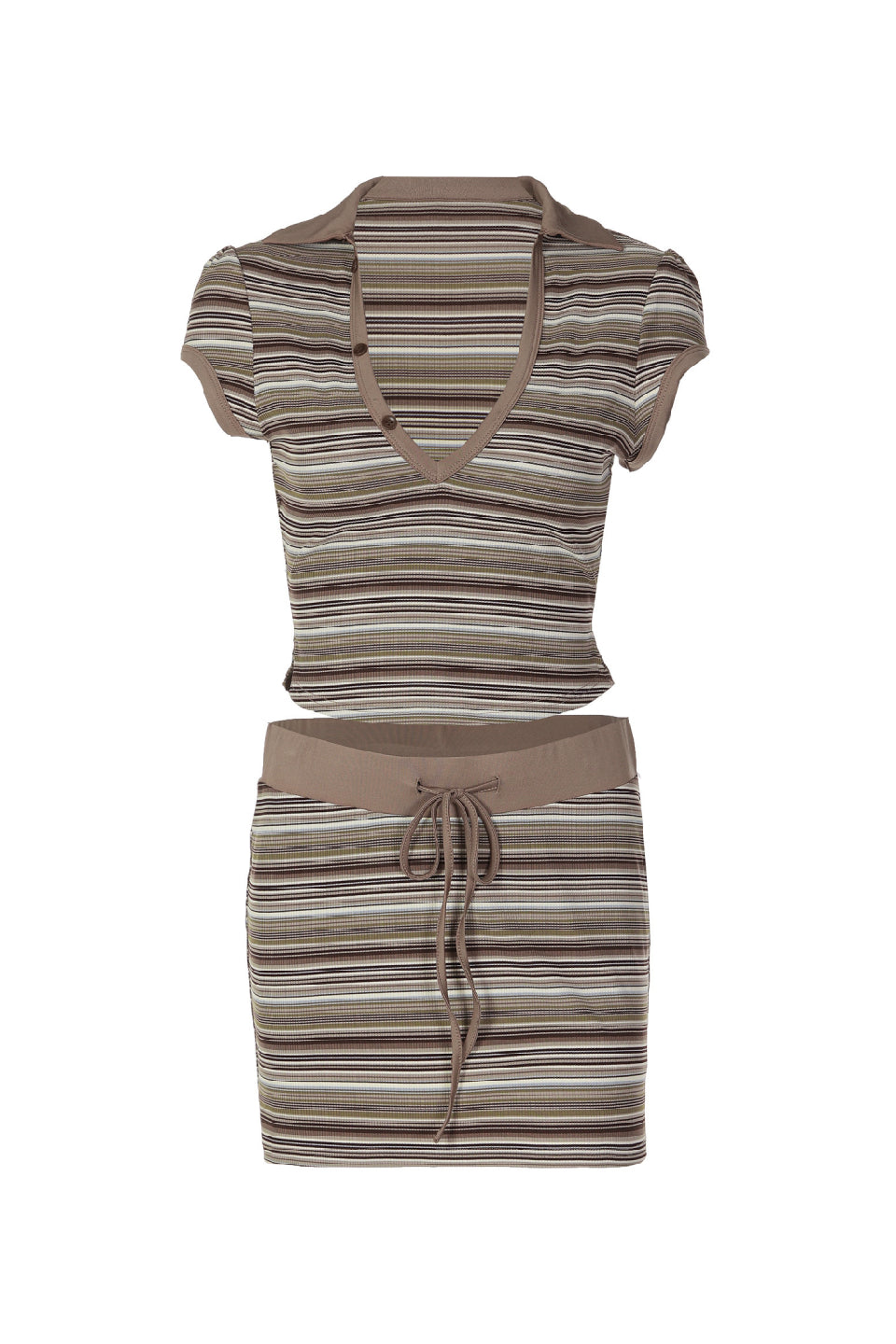 Cocoa Stripe Knit Set