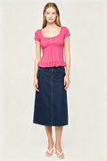 Fuchsia Ruffle Henley Top
