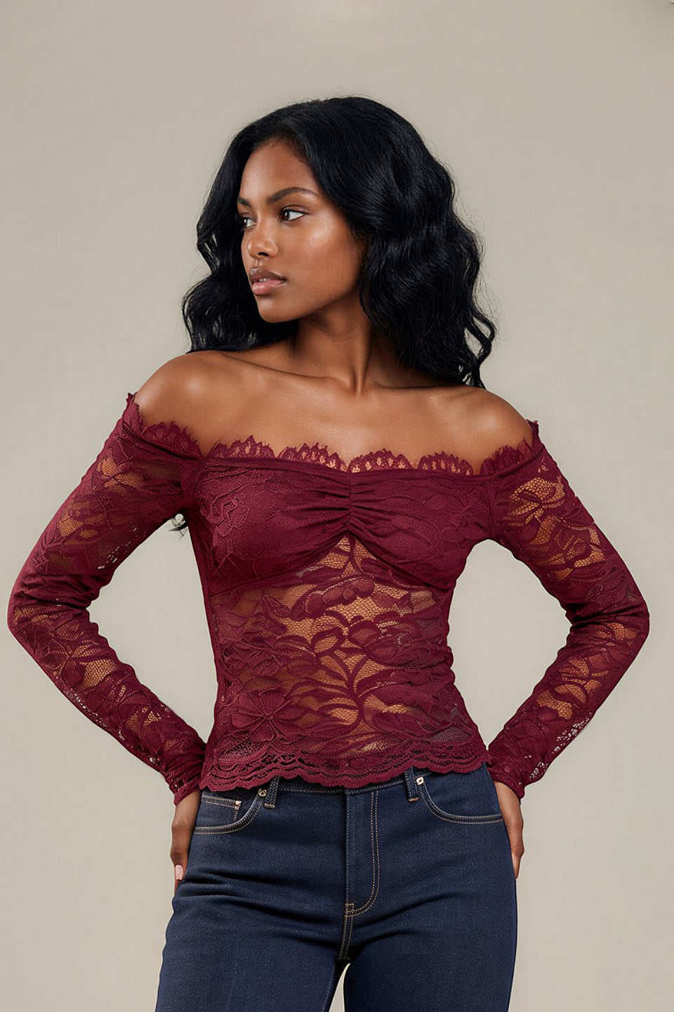 Burgundy Lace Muse Top
