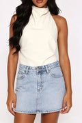 Ivory Satin Cowl Top