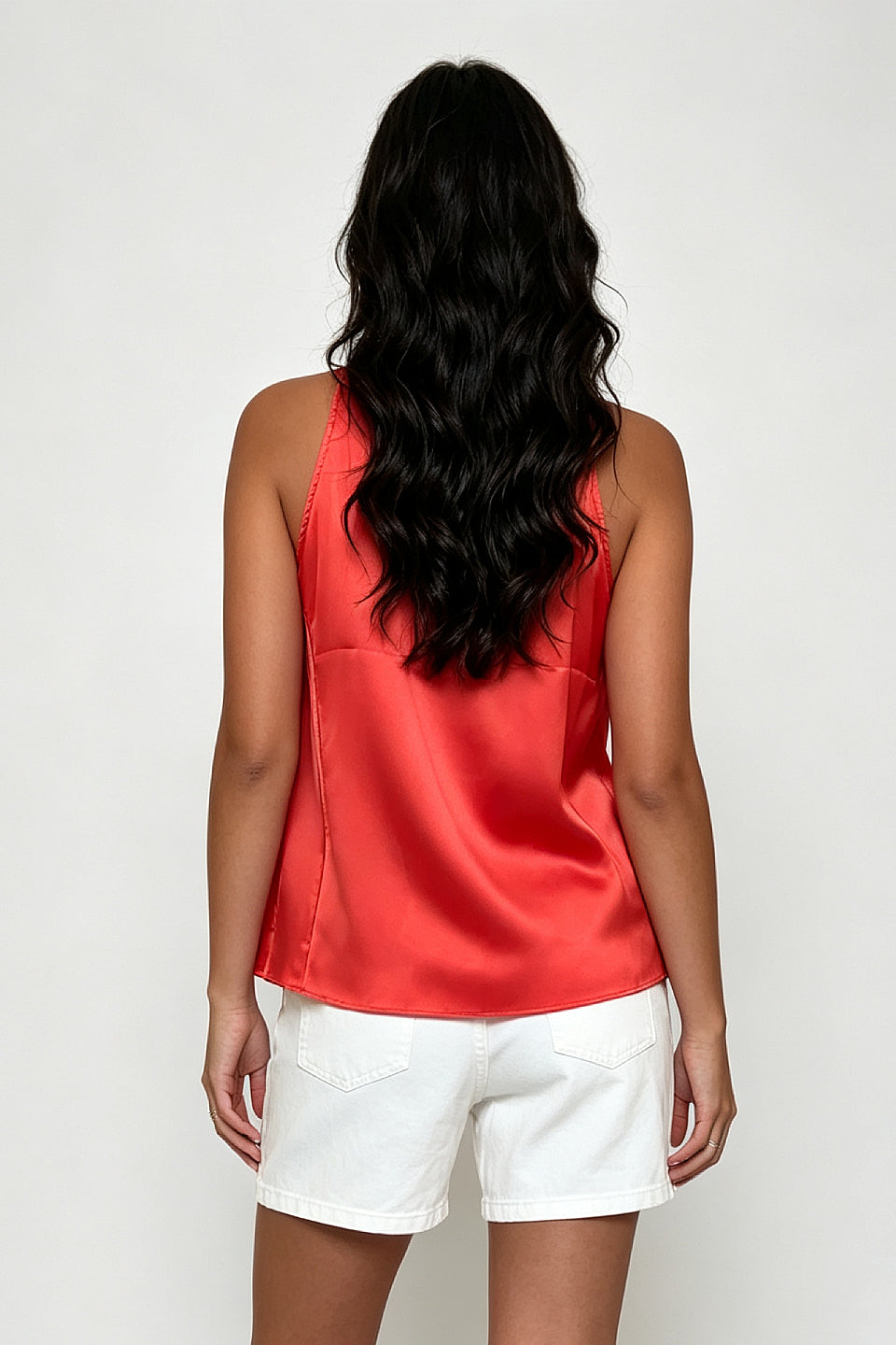 Red Hibiscus Satin Top