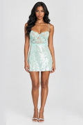 Mint Sequin Lace Mini Dress