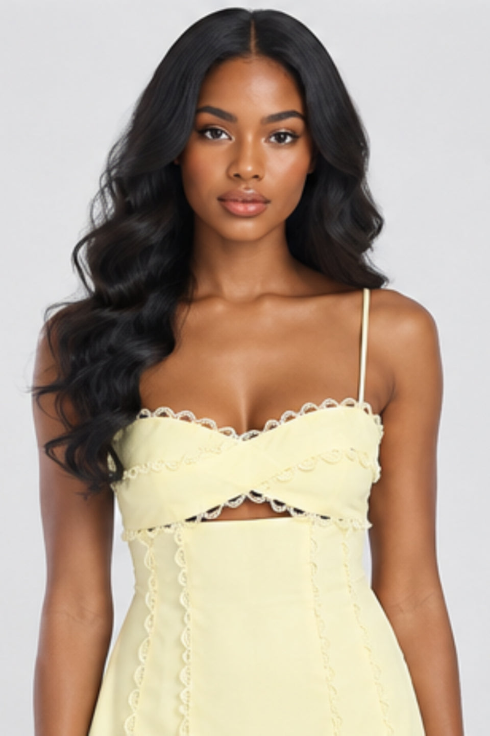Lemon Lace Tie Mini Dress