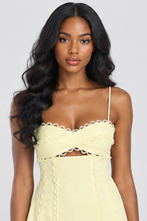 Lemon Lace Tie Mini Dress