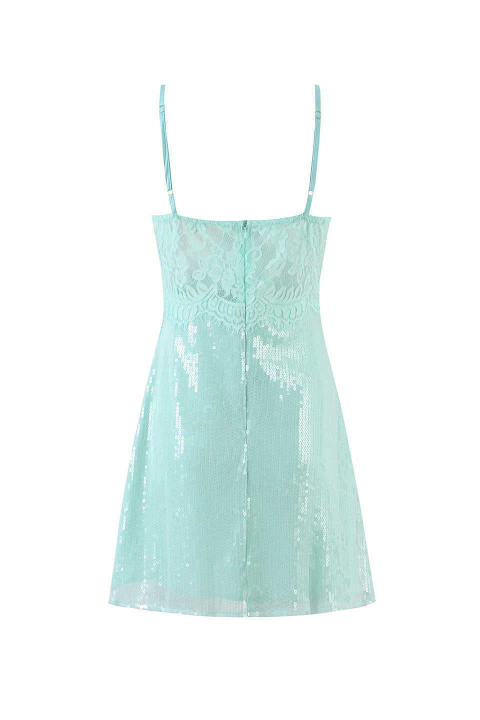 Mint Sequin Lace Mini Dress