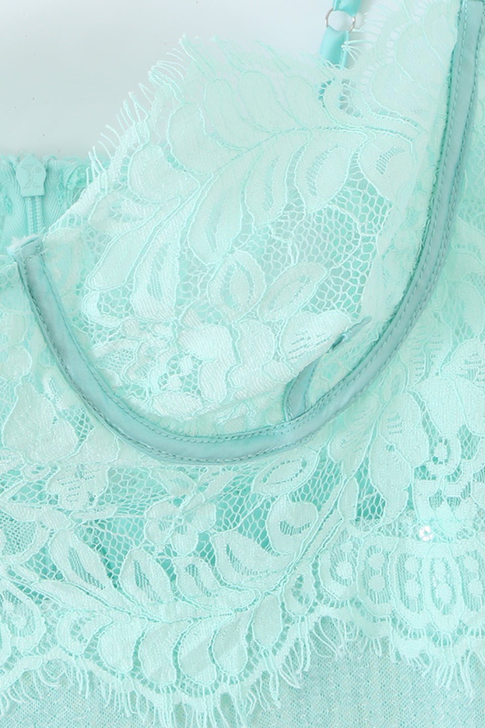 Mint Sequin Lace Mini Dress