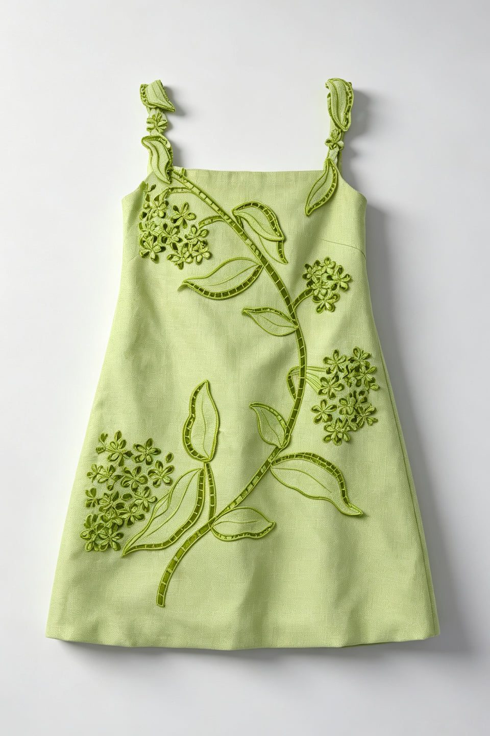 Lime Garden Appliqué Mini Dress