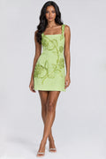 Lime Garden Appliqué Mini Dress