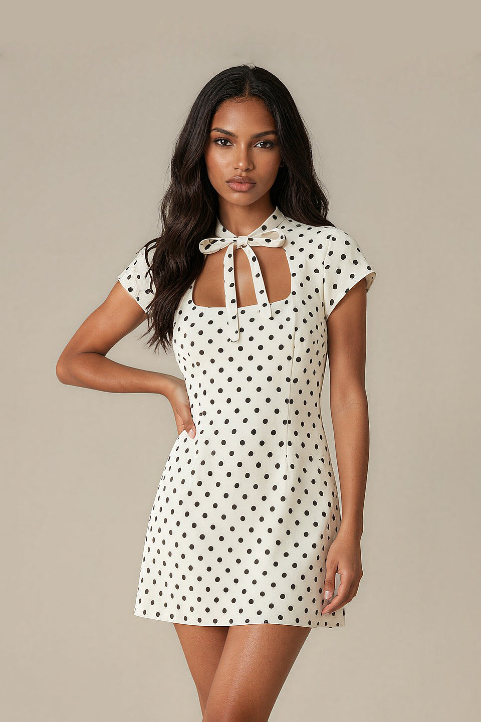 Polka Dot Bow Mini Dress