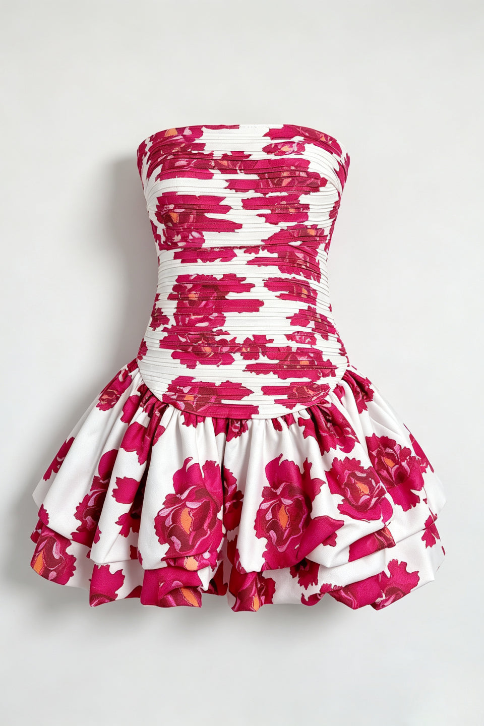 Magenta Rose Ruffle Mini Dress