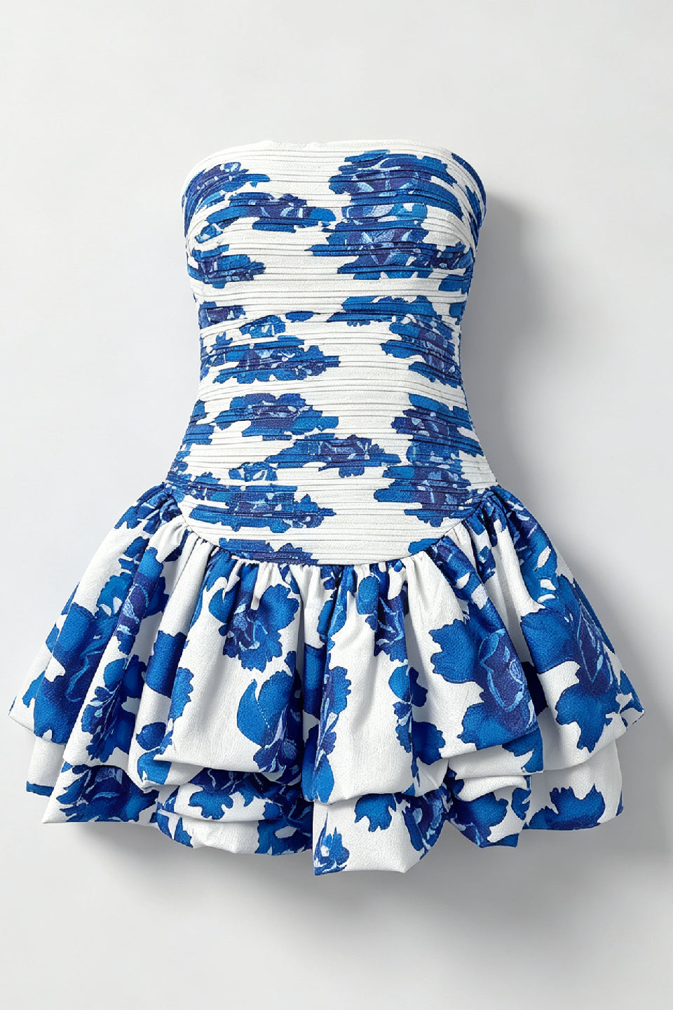 Blue Garden Ruffle Mini Dress