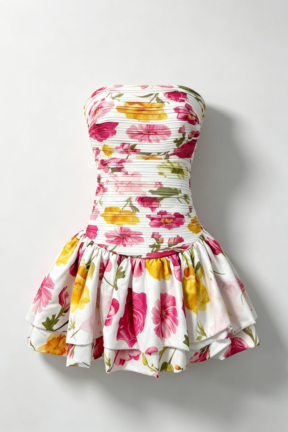 Bloom Ruffle Strapless Mini Dress