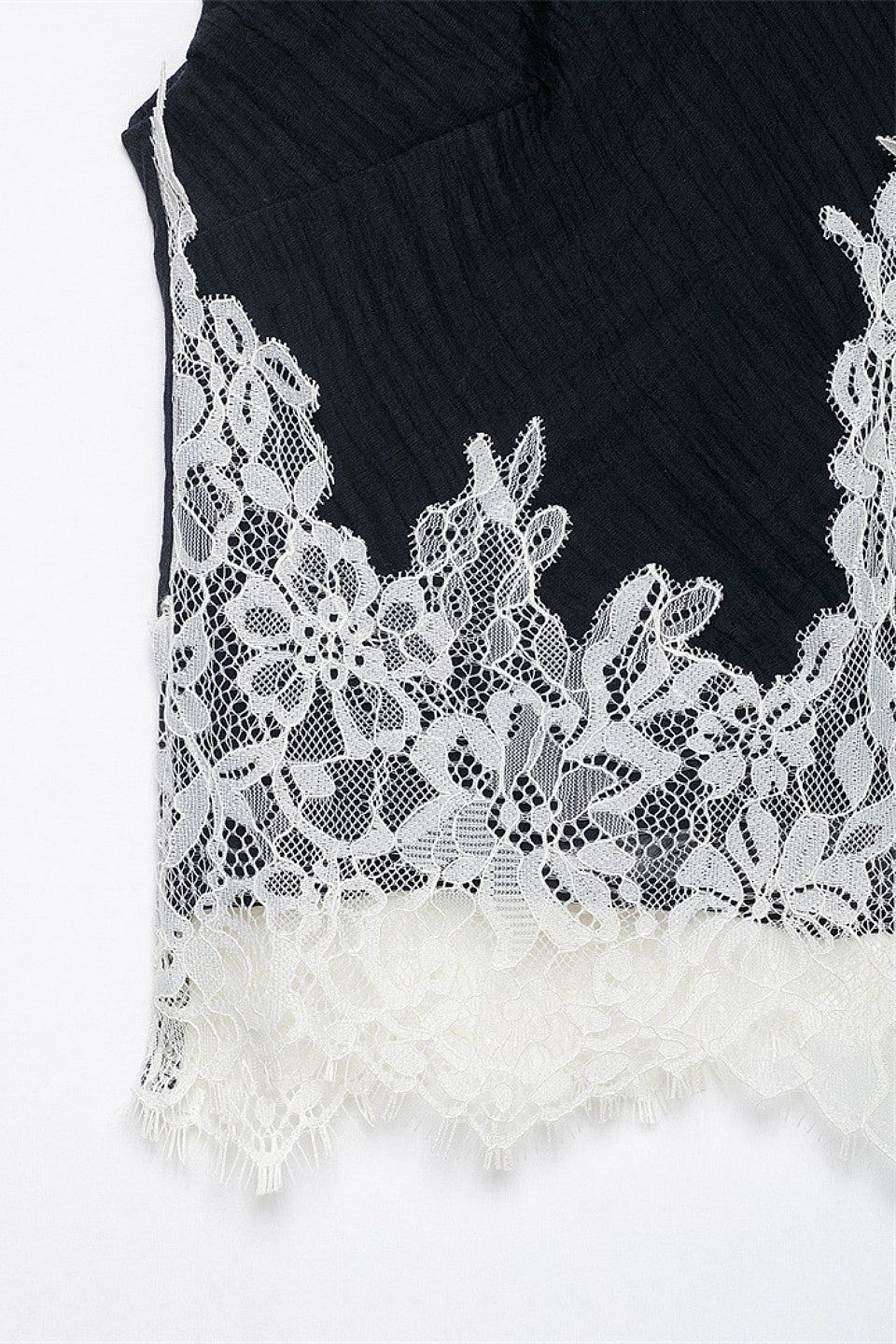 Navy Lace Trim Blouse