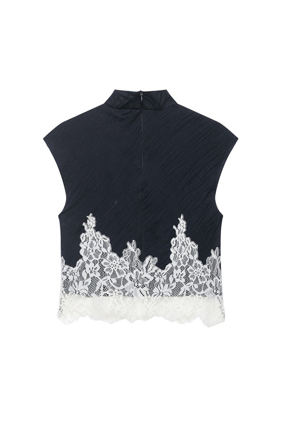 Navy Lace Trim Blouse