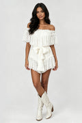 Ivory Lace Bow Mini Dress