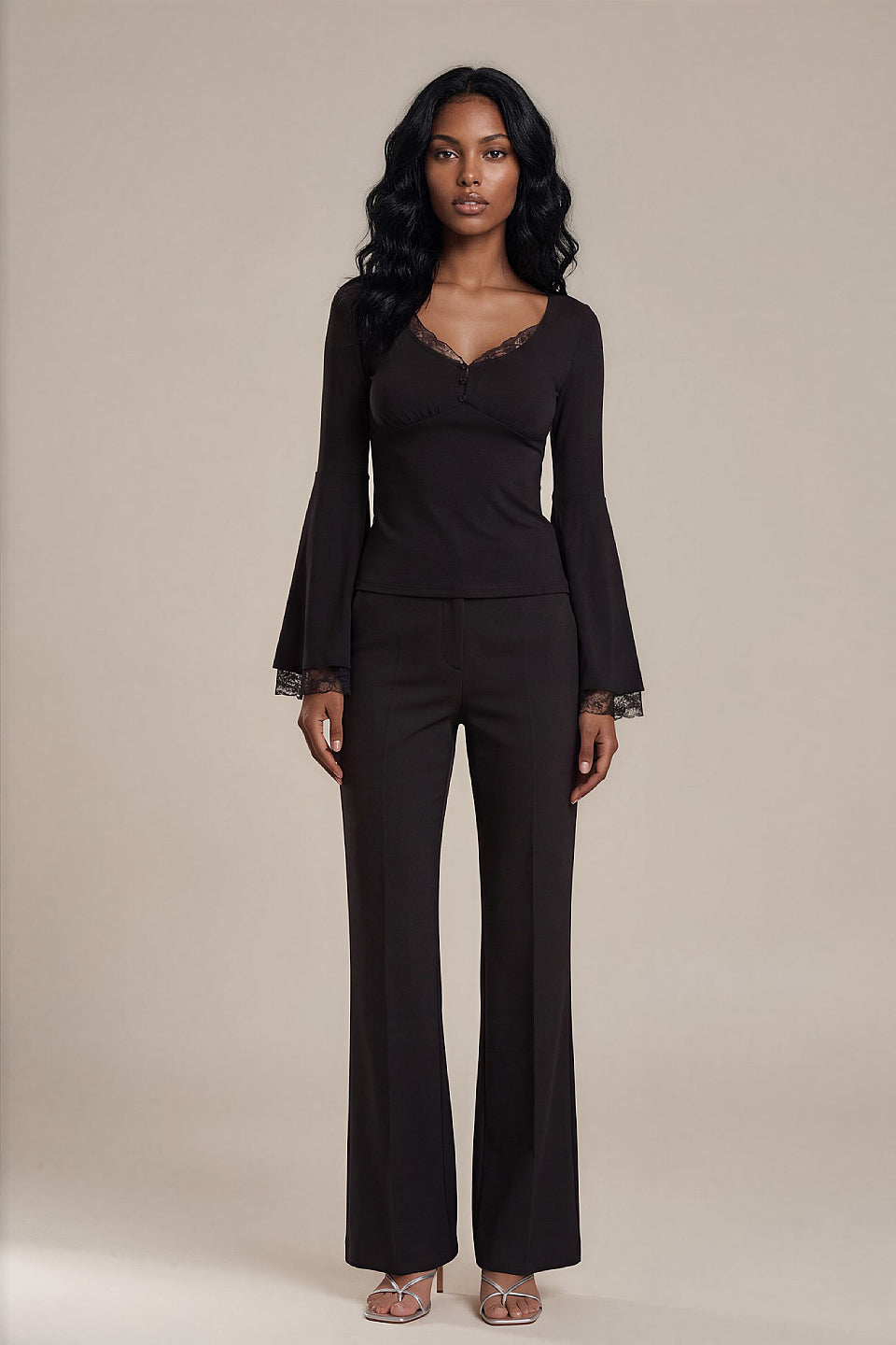 Noir Lace Trim Top