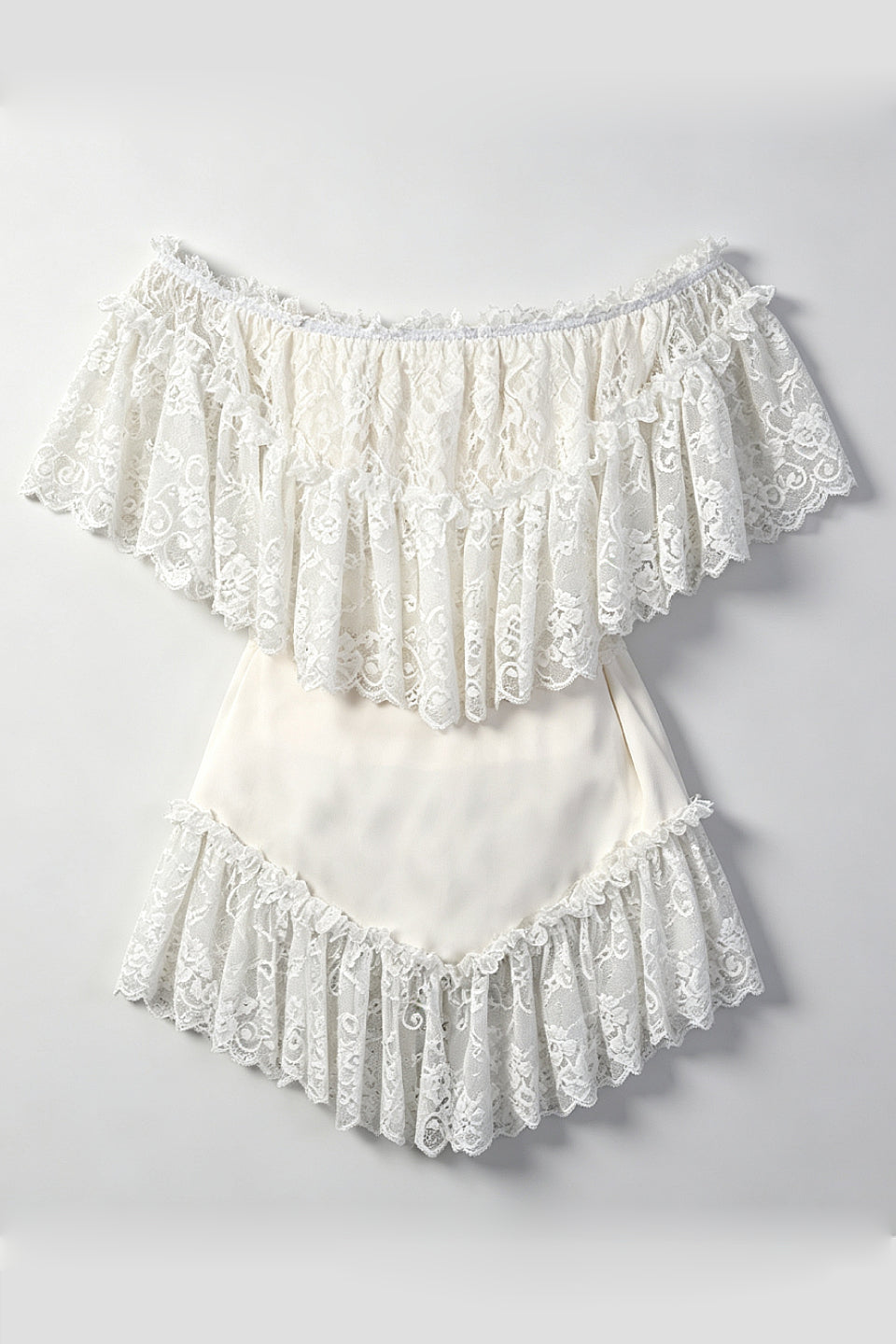 Ivory Lace Bow Mini Dress