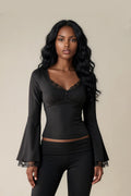 Noir Lace Trim Top